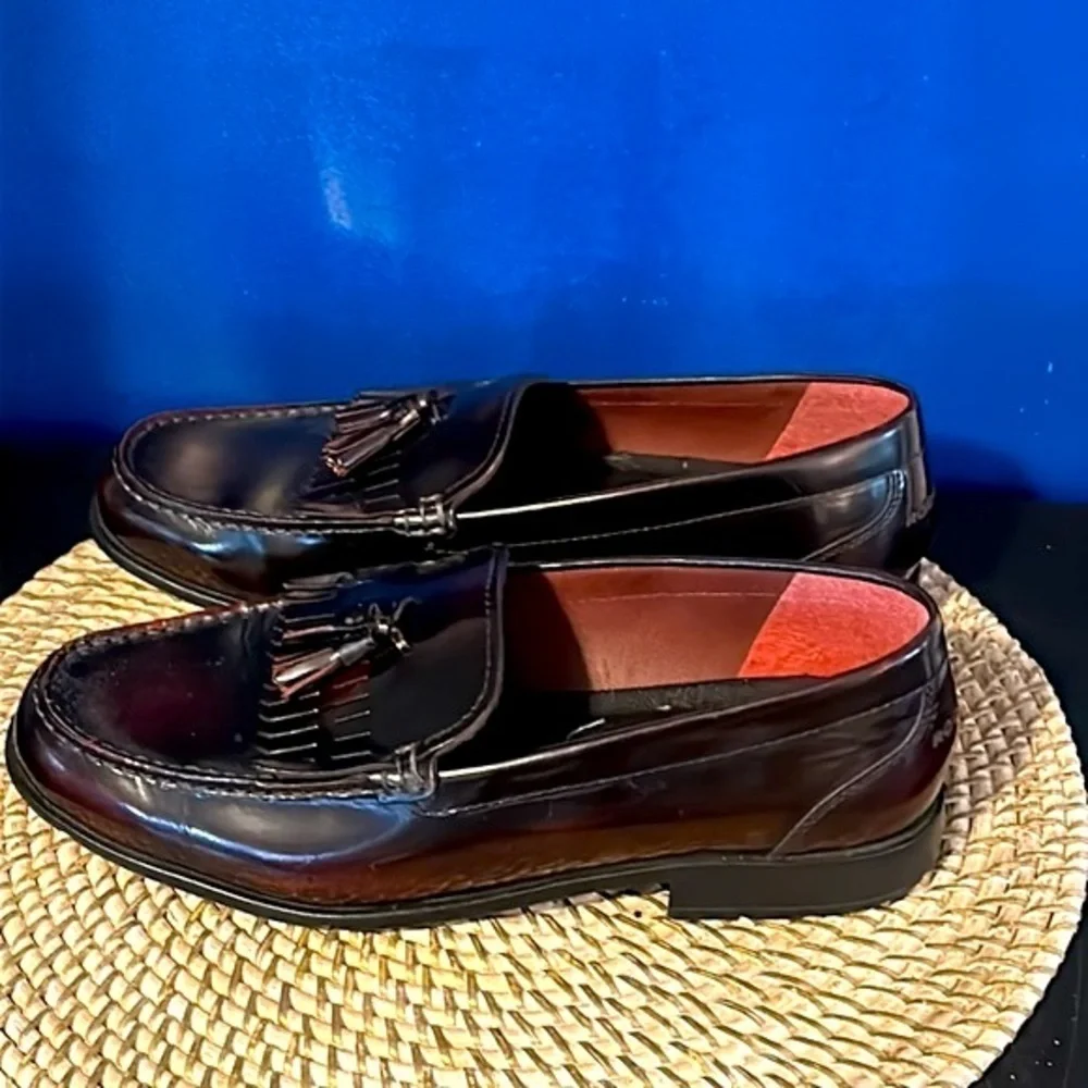 New Men’s Rockport Dark Brown Classic Leather Tassel Loafer Shoes Size US 10.5